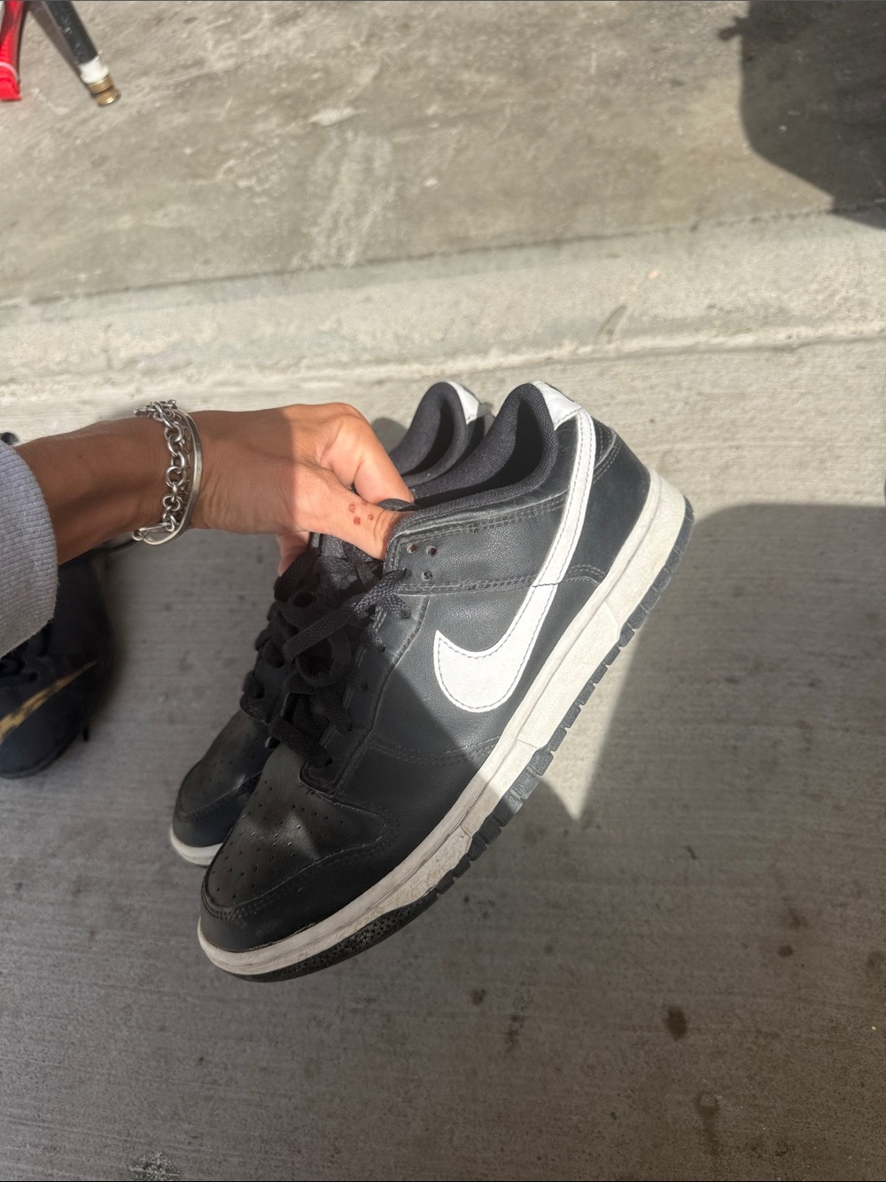 Nike Black and White Low-Top Sneakers with White Swoosh